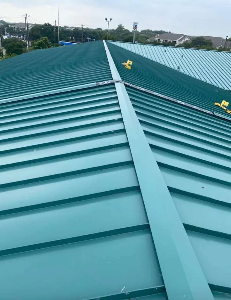 Green commercial metal roof ridge and valley for Metal Roof Repair in Cherokee Village